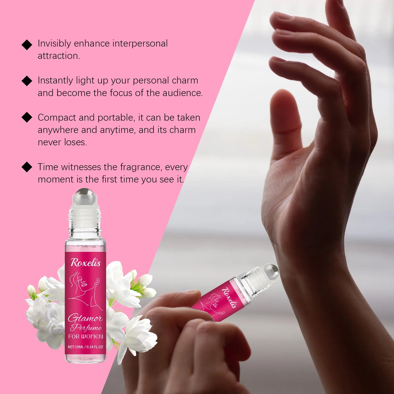 Roxelis 10ml Pheromone Perfume Roller Ball Long Lasting Natural Refresh Flirting Glamour Release Dating Couple Charming Perfume