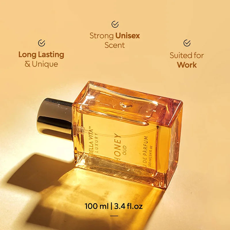 BellaVita Luxury Honey Oud Eau de Parfum (3.4 fl. oz.) The First Choice For Holiday Gifts Long-Lasting Unisex Fragrance