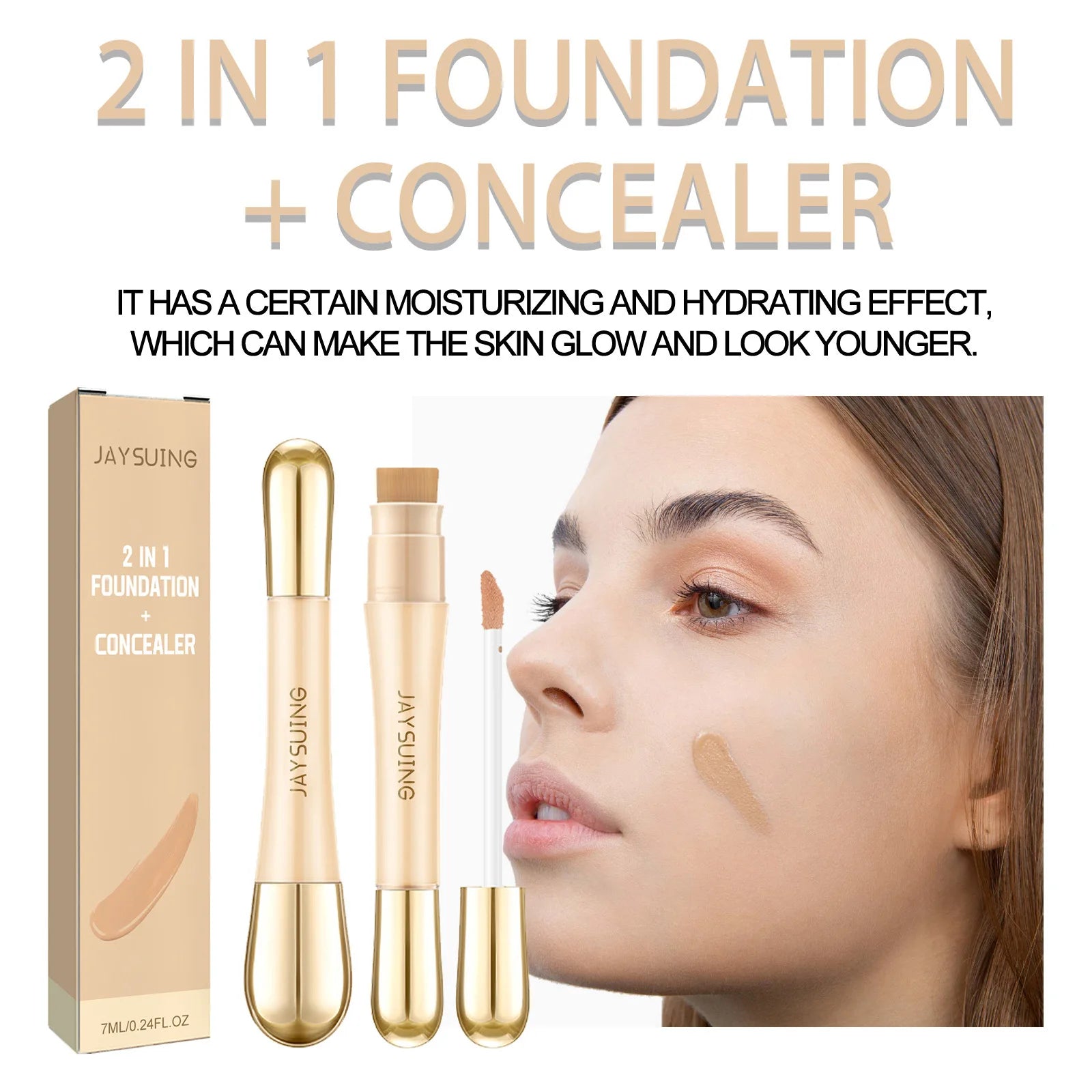 Cover Acne Liquid Concealer Dual-Ended Contour Stick Natural Long Lasting Invisible Pores Pimple Covering Dark Circles Concealer