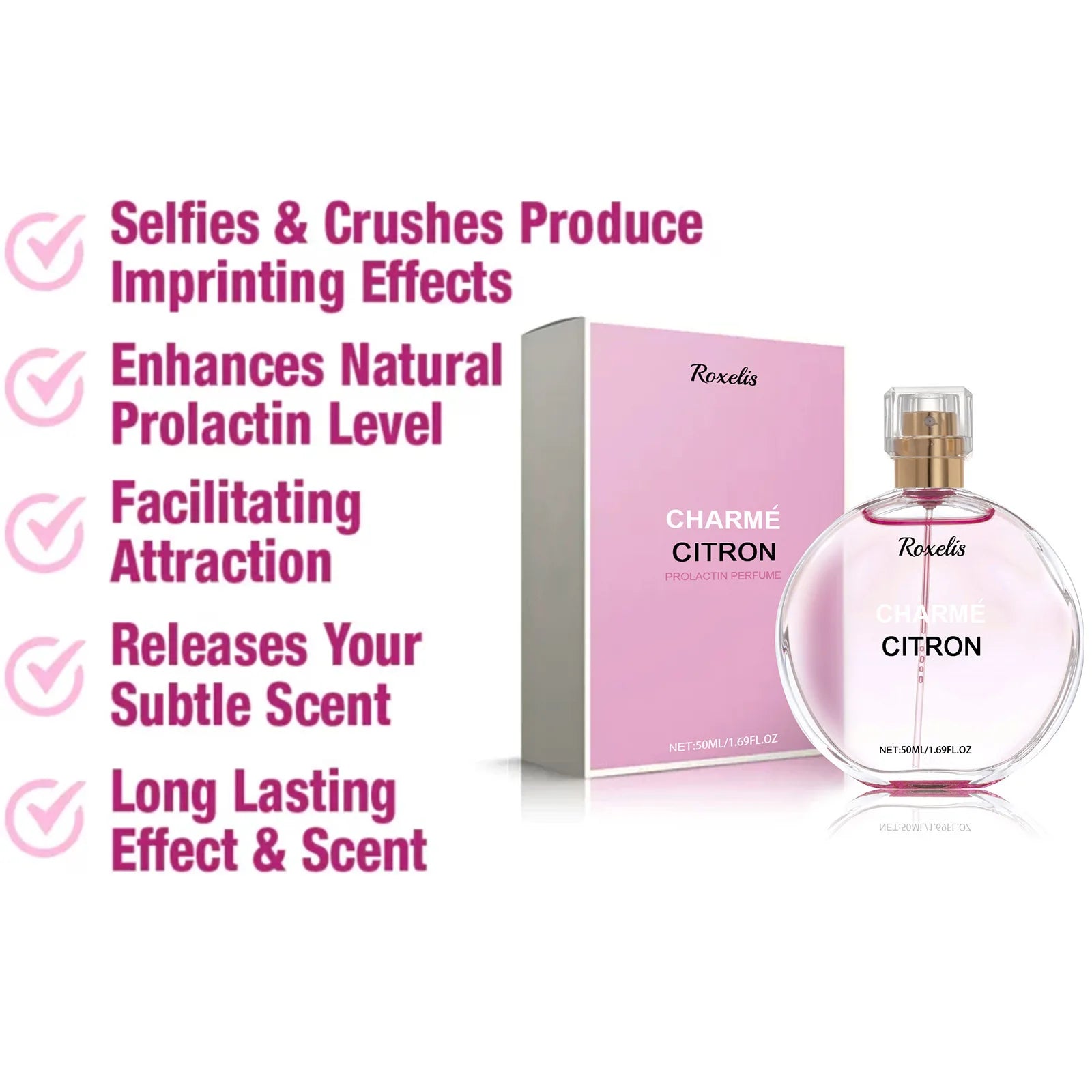 Roxelis 50ml Floral Scent Pheromone Perfume Spray Long Lasting Show Charm Attract Fresh Scent Elegant Lady Dating Perfume Gifts