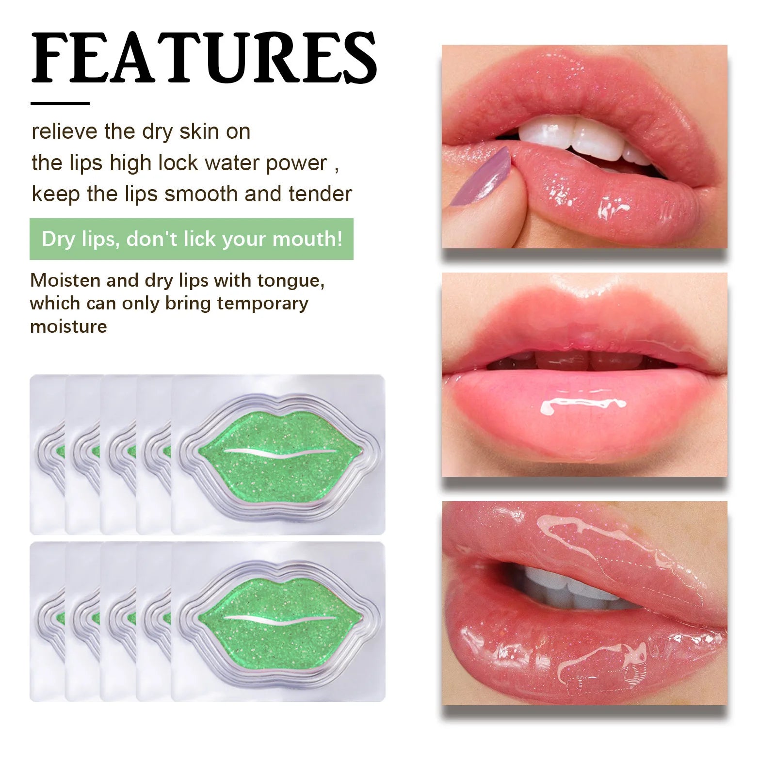 Hoygi 10pcs Aloe Exfoliating Lip Mask Plumping Moisturizing Repairing Smooth Lip Remove Cuticle Dead Skin Gloss Plumper Lip Mask