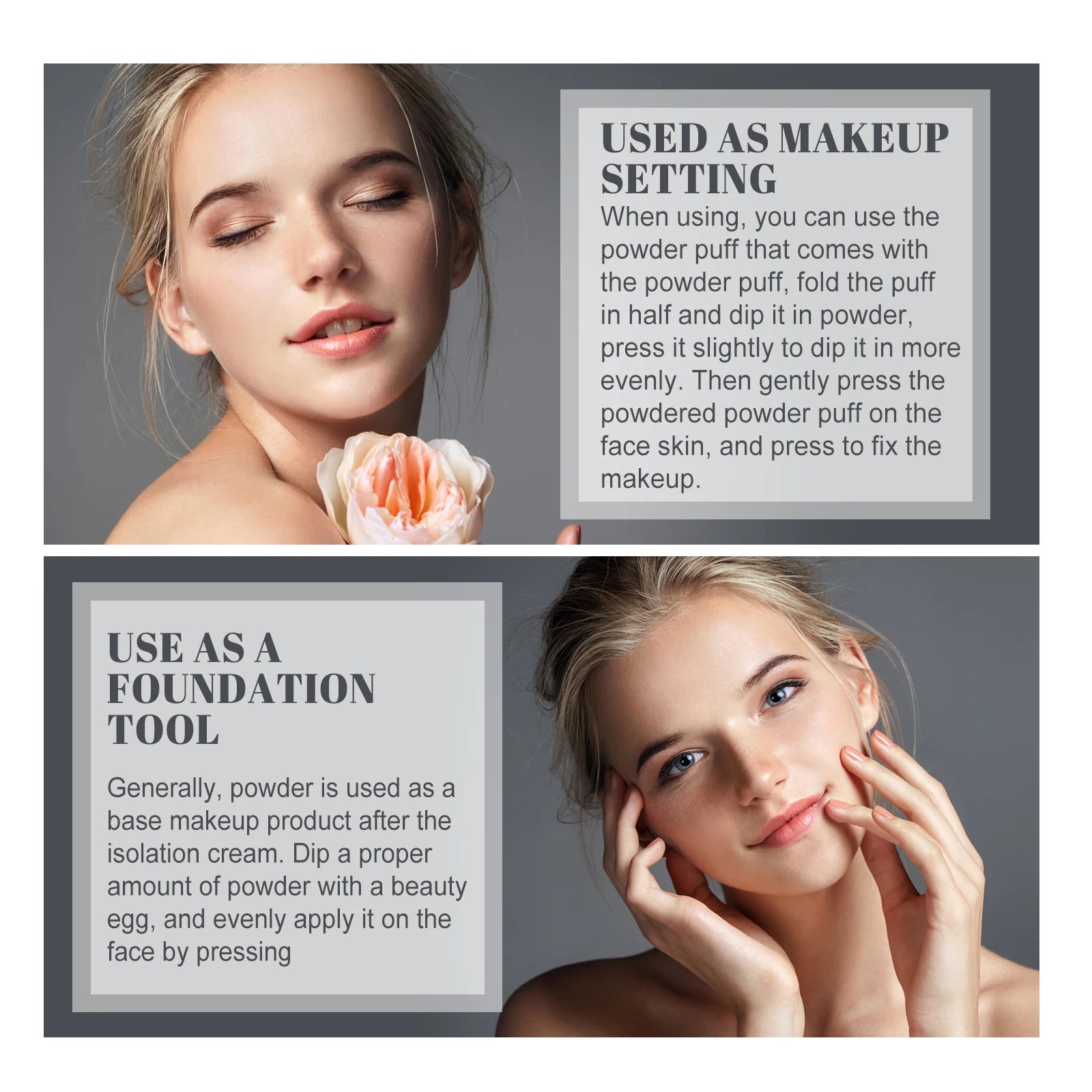 OUHUE Face Loose Powder Oil Control Invisible Pores Lasting Waterproof Natural Setting Powder Foundations Makeup Full Coverage