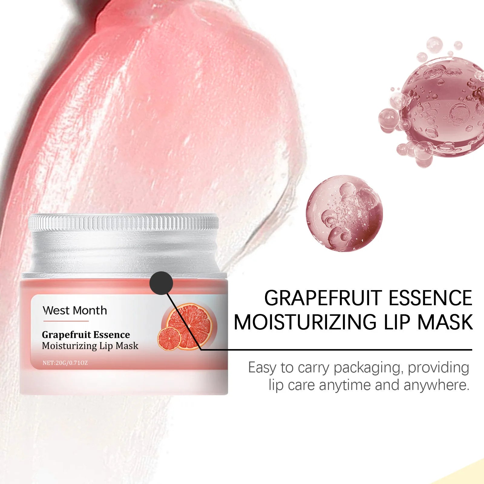 West Month 20g Grapefruit Moisturizing Lip Mask Nourish Lip Shiny Anti Cracking Remove Dead Skin Hydrating Plump Lip Mask