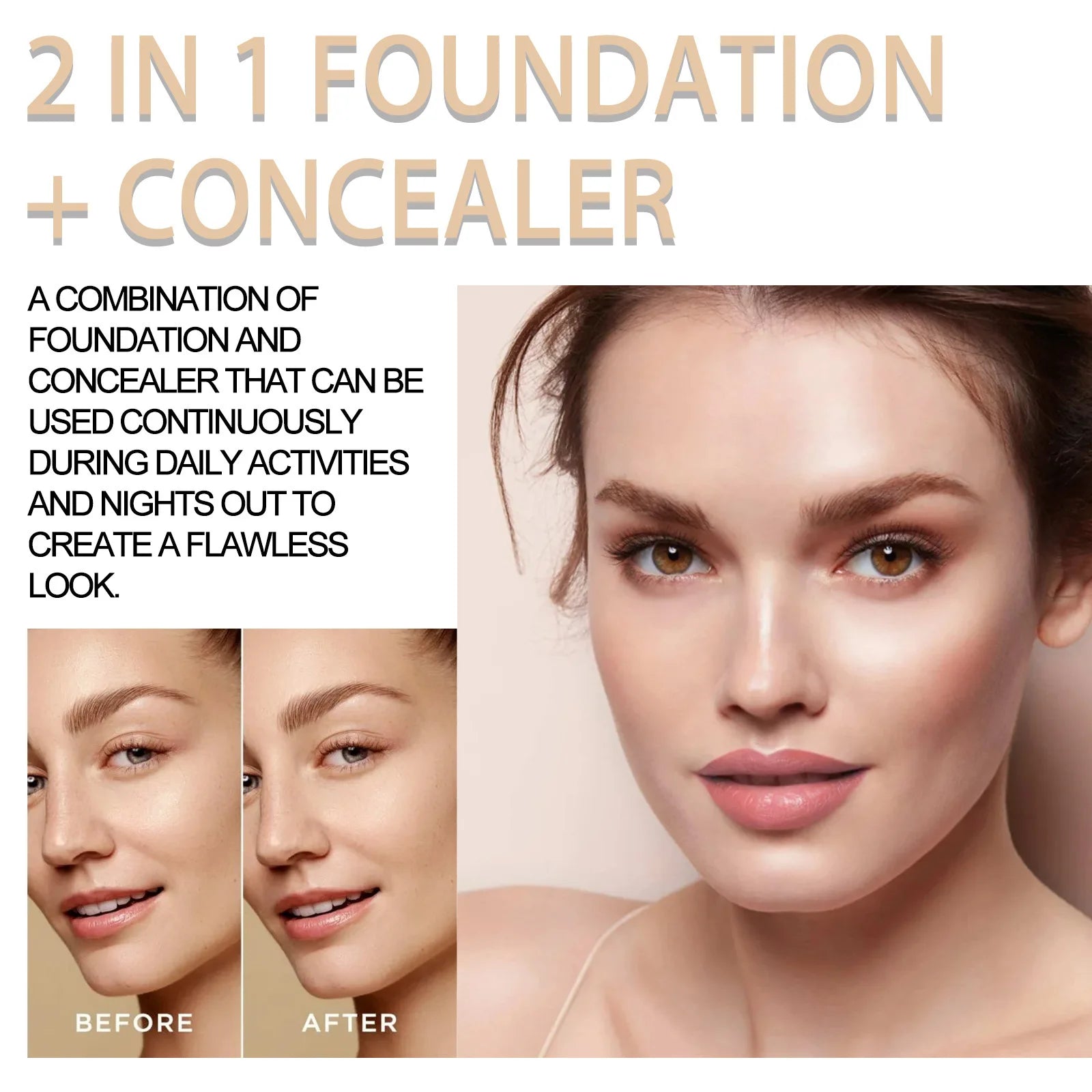 Cover Acne Liquid Concealer Dual-Ended Contour Stick Natural Long Lasting Invisible Pores Pimple Covering Dark Circles Concealer
