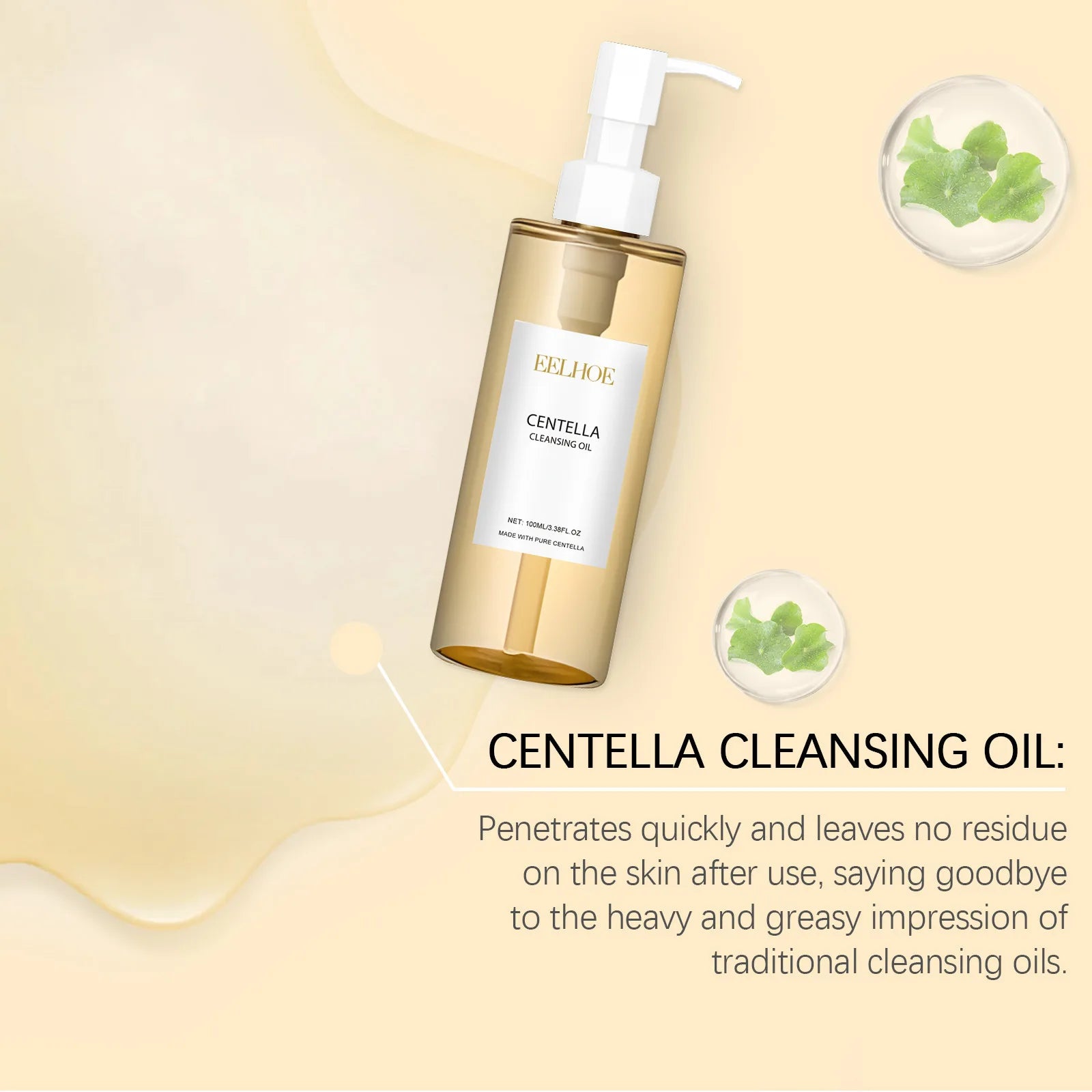 EELHOE Cleansing Oil for Sensitive Skin Oil Control Shrink Face Pores Soften Skin Centellas Asiaticas Makeup Remover Oil 100ml