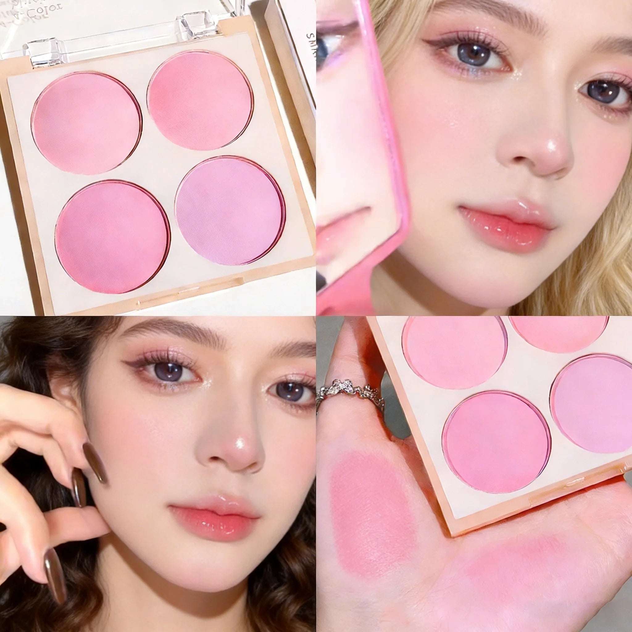 3 Pcs 4 Colors Matte Blush Powder Set Blush Powder Face Makeup Set Low Saturation Soft Blush Lighten Create Three-Dimensional