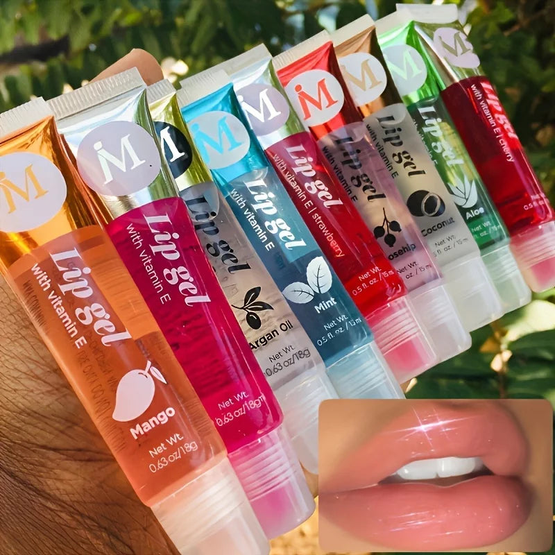 6Pcs/Set, Moisturizing Clear Lip Gloss, Rosehip, Argan, Peppermintaloe, Coconut Flavor, Translucent Plumping Lip Oils Gift Set