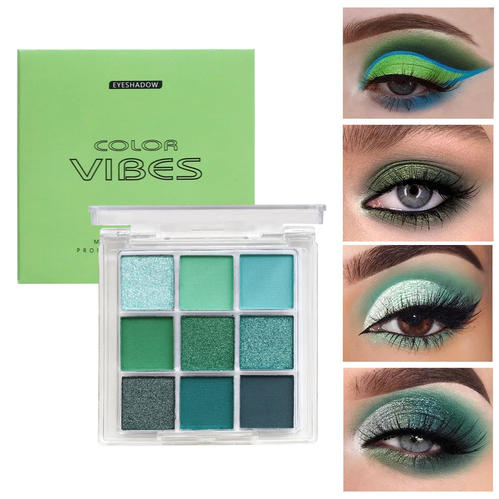 9-Color Eyeshadow Palette - Purple Matte & Shimmer Glitter