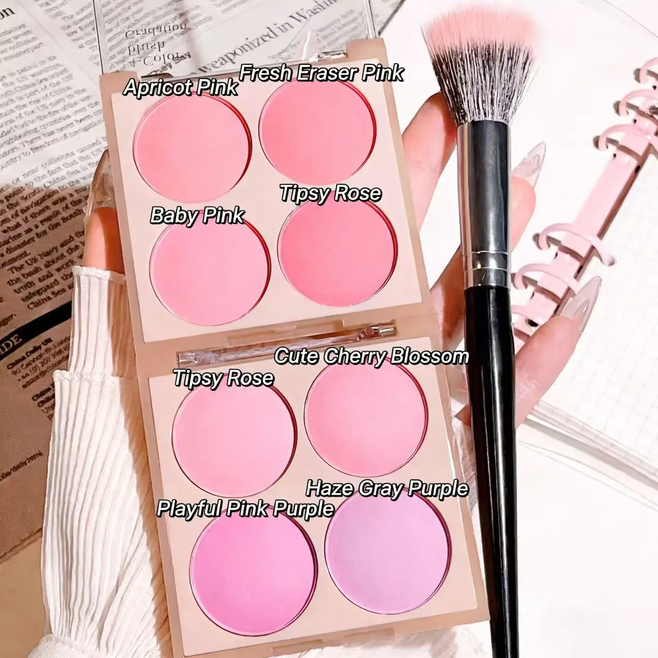 3 Pcs 4 Colors Matte Blush Powder Set Blush Powder Face Makeup Set Low Saturation Soft Blush Lighten Create Three-Dimensional