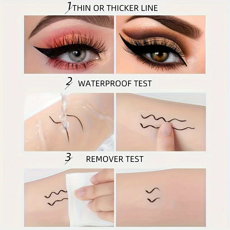 Black waterproof, sweat-proof, and smudge-proof eyeliner creates a natural look and glides on quickly and easily.