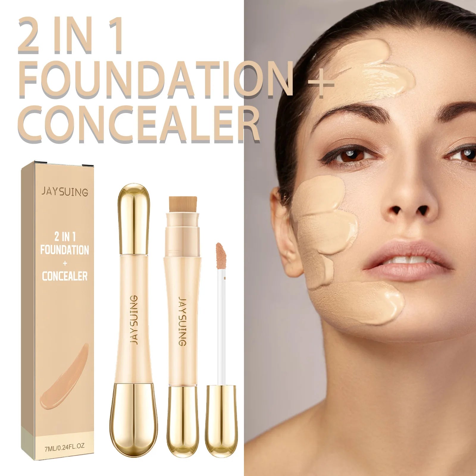 Cover Acne Liquid Concealer Dual-Ended Contour Stick Natural Long Lasting Invisible Pores Pimple Covering Dark Circles Concealer