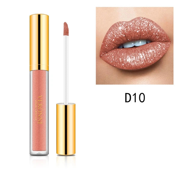 10 Colors Diamond Shimmer Glitter Lip Gloss Waterproof Matte Glitter Liquid Lipstick Diamond Pearl Colour Lip Gloss Sexy Make Up