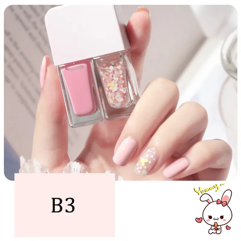 New 2 In 1 Candy Color Nail Polish Manicure Water-based Bright Scrub No Bake No Peeling Quick Dry Waterproof Lasting Nail Polish