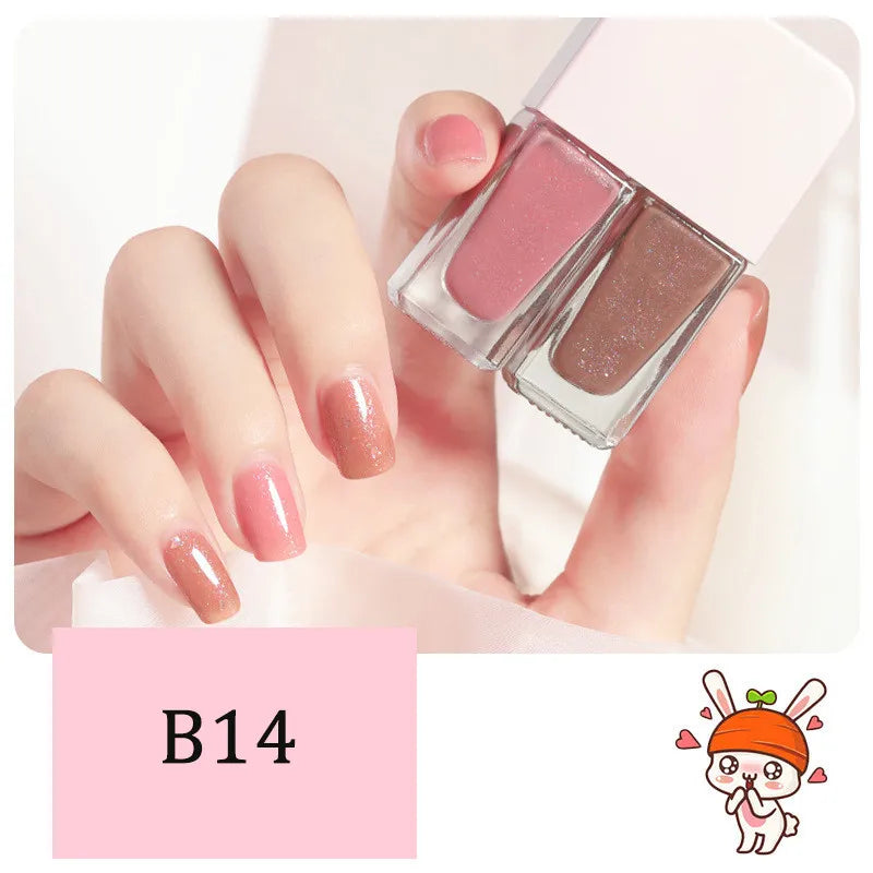 New 2 In 1 Candy Color Nail Polish Manicure Water-based Bright Scrub No Bake No Peeling Quick Dry Waterproof Lasting Nail Polish
