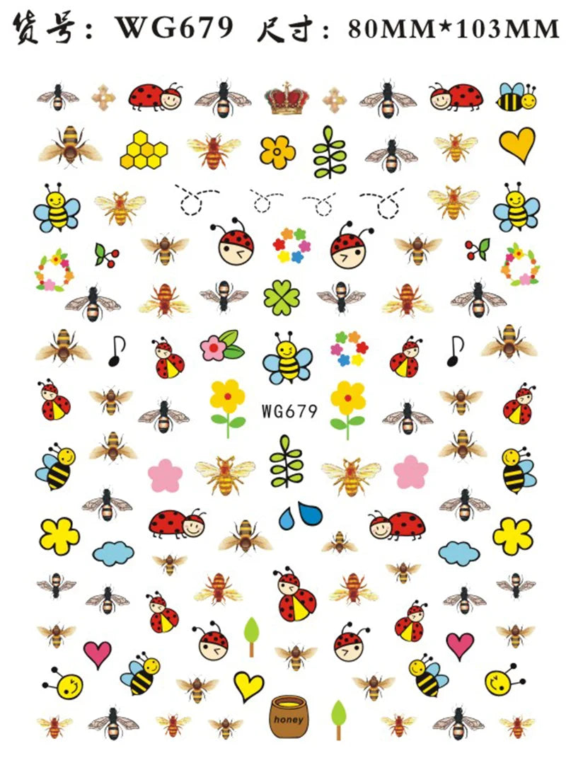 Nail Sticker Snake  Dragon Butterfly Black Multicolor Decals Nail Art Tattoo Slider Water Transfer Letter Nails Art Decoration
