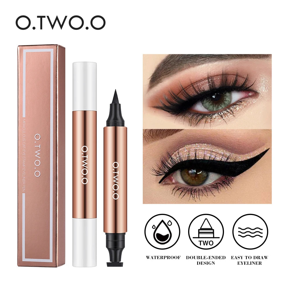 O.TWO.O Double-Ended Eyeliner Stamp - Black Waterproof Liquid Pen