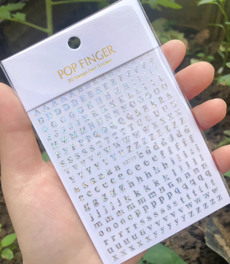 Nail Art Stickers Alphabet Sticker Letter Stickers Transfers Black Old English Font Letter Goth Gothic Nail Sticker Decoration