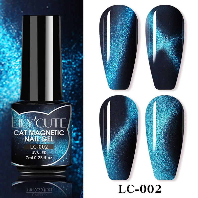 LILYCUTE 7ml Fruit Grape Purple Cat Magnetic Gel Nail Polish Vernis Semi Permanent Soak Off Colorful Gel Polish Nails Supplies