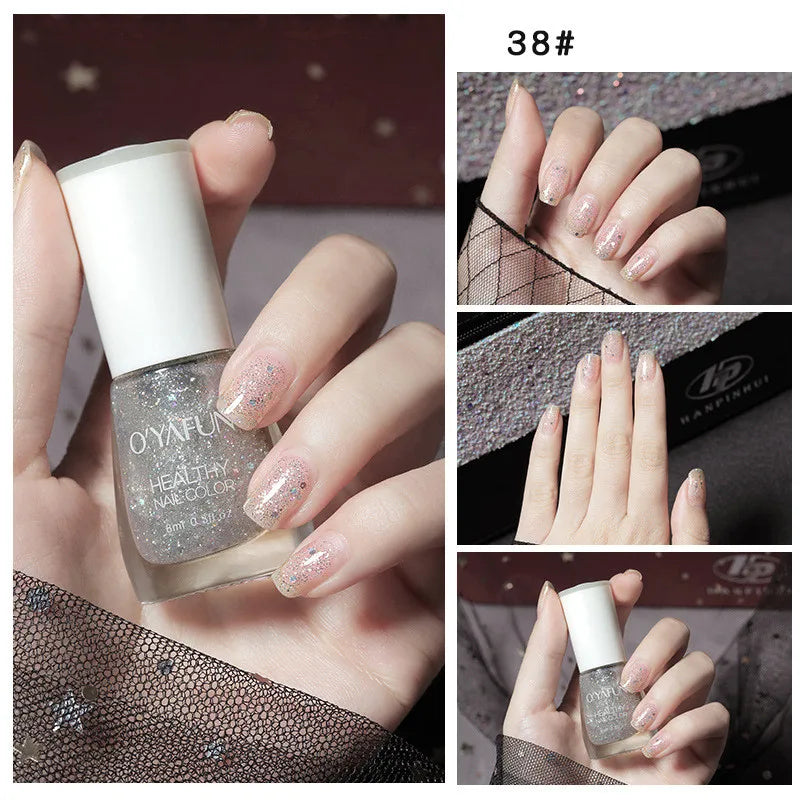 Nail Art Tearable Quick Dry Normal Without Lamp Nail Polish Glitter Sequins UV Varnish Matte Waterproof No-bake Nail Polish