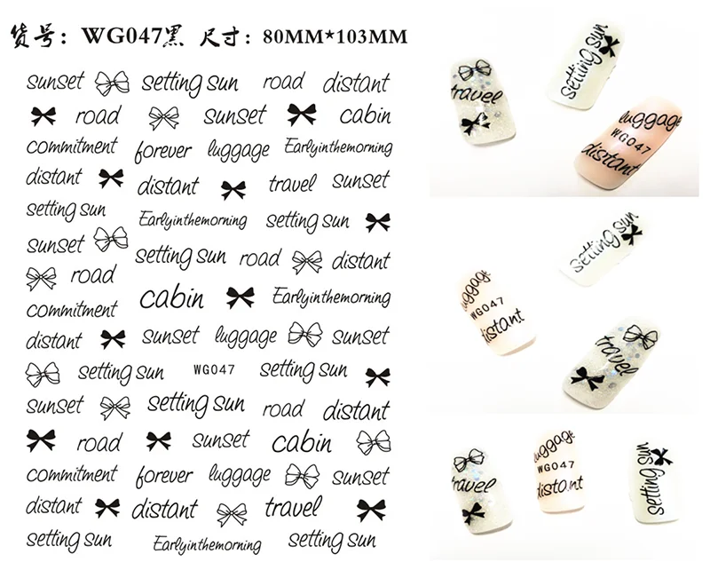 Nail Art Stickers Alphabet Sticker Letter Stickers Transfers Black Old English Font Letter Goth Gothic Nail Sticker Decoration