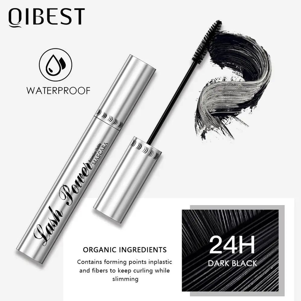 Qibest 4D Silk Fiber Mascara - Black Waterproof Lengthening