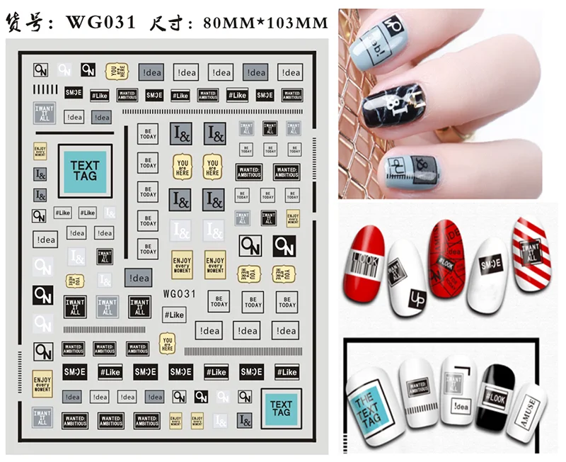 Nail Art Stickers Alphabet Sticker Letter Stickers Transfers Black Old English Font Letter Goth Gothic Nail Sticker Decoration