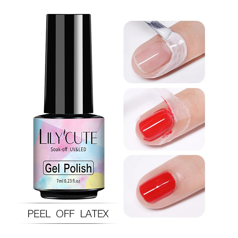 LILYCUTE 7ML Black Silver Red Reflective Glitter Gel Nail Polish Sparkling French Soak Off Long Lasting Manicure Nails Art Gel