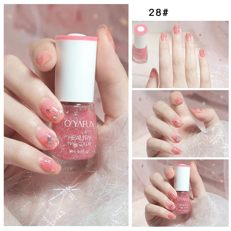 Nail Art Tearable Quick Dry Normal Without Lamp Nail Polish Glitter Sequins UV Varnish Matte Waterproof No-bake Nail Polish