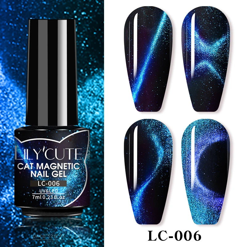 LILYCUTE 7ml Fruit Grape Purple Cat Magnetic Gel Nail Polish Vernis Semi Permanent Soak Off Colorful Gel Polish Nails Supplies