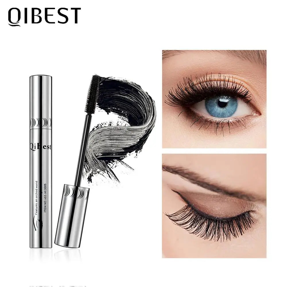 Qibest 4D Silk Fiber Mascara - Black Waterproof Lengthening