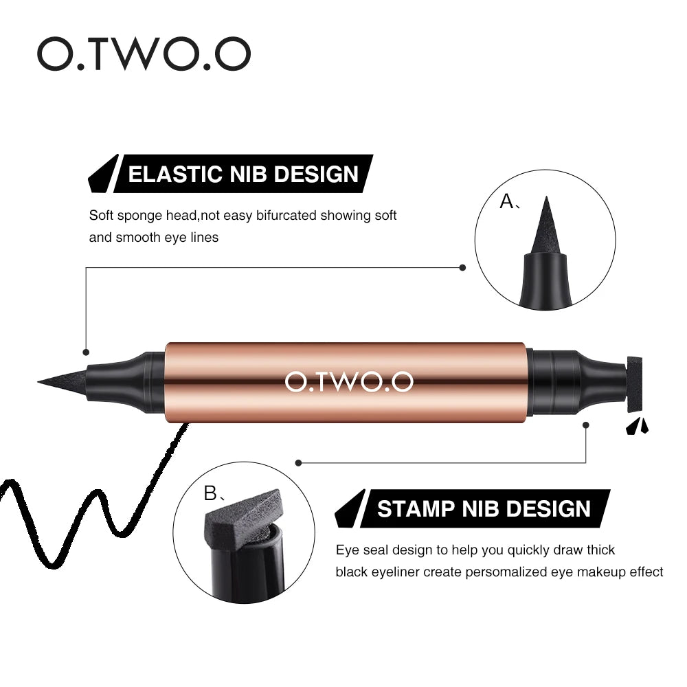 O.TWO.O Double-Ended Eyeliner Stamp - Black Waterproof Liquid Pen