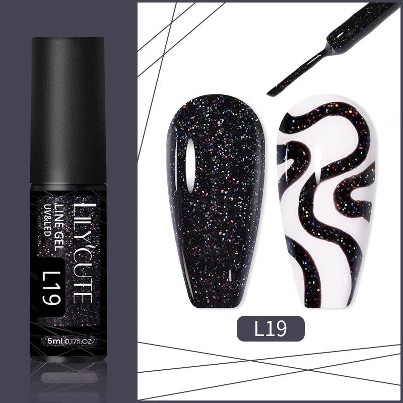 LILYCUTE 5ml Super Bright Metallic Painting Liner Gel Nail Polish UV LED Painting Gel Nail Art Drawing Stripe Pull Line UV Gel