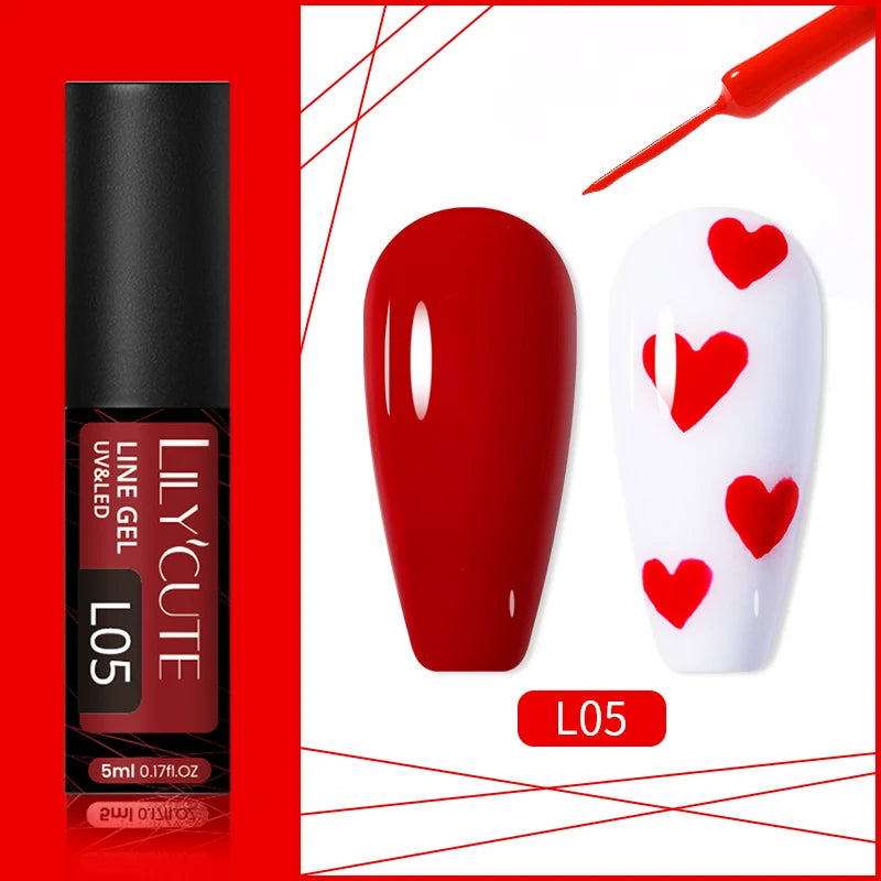 LILYCUTE 5ml Super Bright Metallic Painting Liner Gel Nail Polish UV LED Painting Gel Nail Art Drawing Stripe Pull Line UV Gel