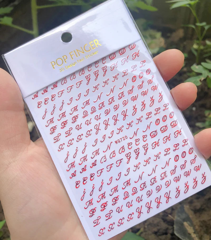 Nail Art Stickers Alphabet Sticker Letter Stickers Transfers Black Old English Font Letter Goth Gothic Nail Sticker Decoration