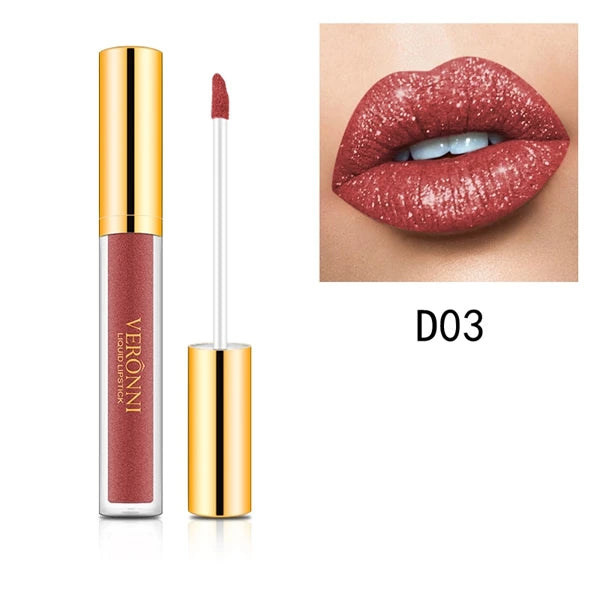 10 Colors Diamond Shimmer Glitter Lip Gloss Waterproof Matte Glitter Liquid Lipstick Diamond Pearl Colour Lip Gloss Sexy Make Up