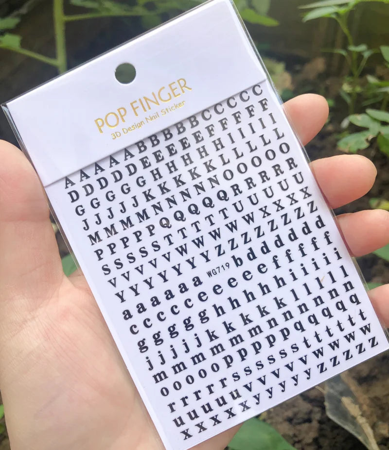Nail Art Stickers Alphabet Sticker Letter Stickers Transfers Black Old English Font Letter Goth Gothic Nail Sticker Decoration