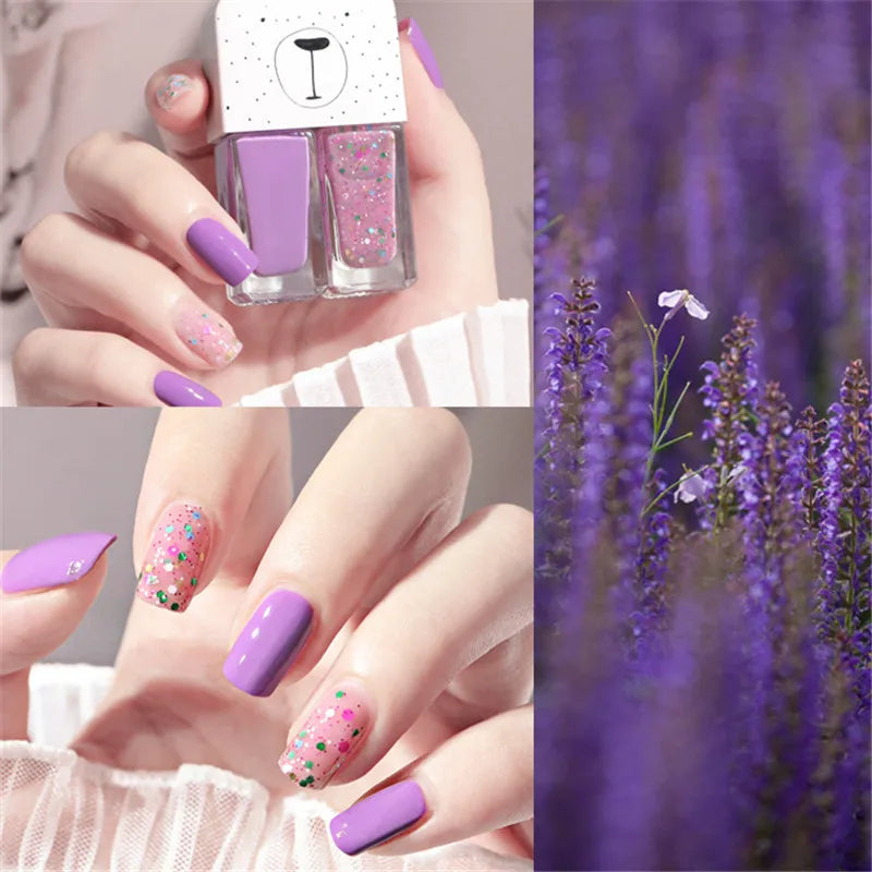 New 2 In 1 Candy Color Nail Polish Manicure Water-based Bright Scrub No Bake No Peeling Quick Dry Waterproof Lasting Nail Polish