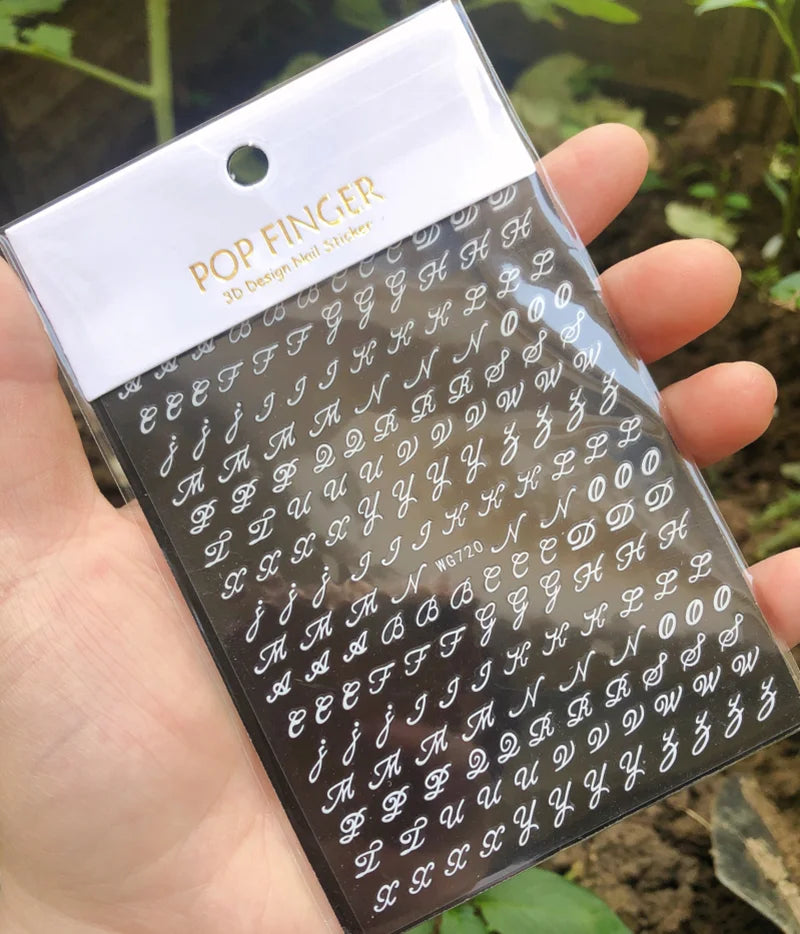 Nail Art Stickers Alphabet Sticker Letter Stickers Transfers Black Old English Font Letter Goth Gothic Nail Sticker Decoration