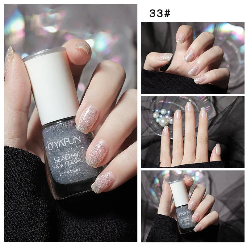 Nail Art Tearable Quick Dry Normal Without Lamp Nail Polish Glitter Sequins UV Varnish Matte Waterproof No-bake Nail Polish