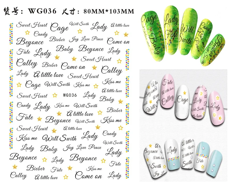 Nail Art Stickers Alphabet Sticker Letter Stickers Transfers Black Old English Font Letter Goth Gothic Nail Sticker Decoration
