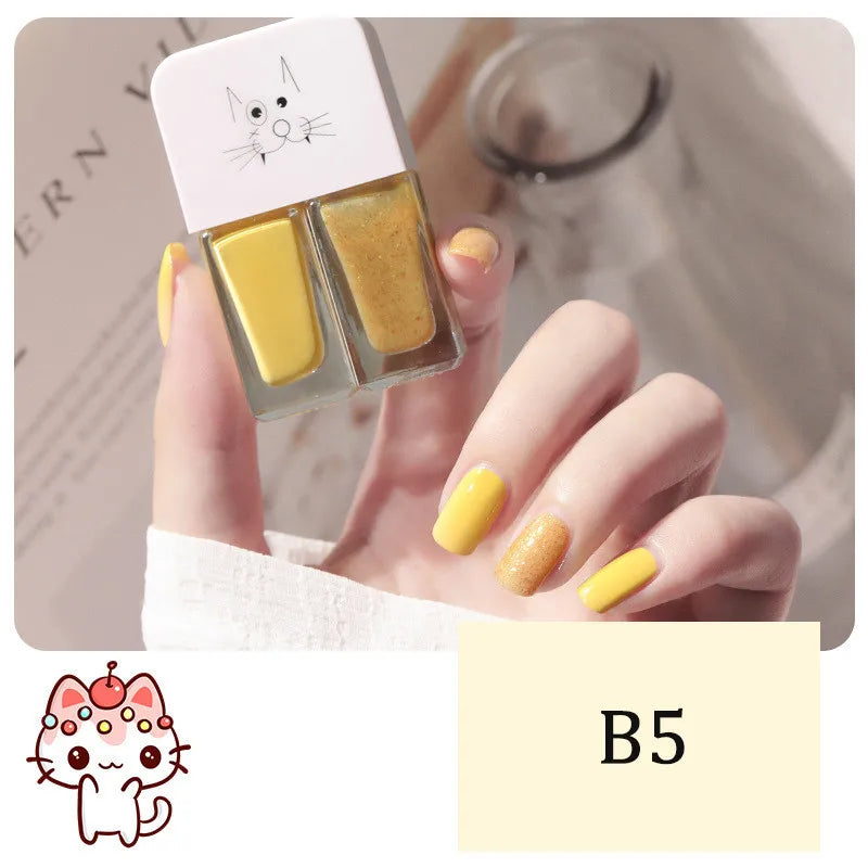 New 2 In 1 Candy Color Nail Polish Manicure Water-based Bright Scrub No Bake No Peeling Quick Dry Waterproof Lasting Nail Polish