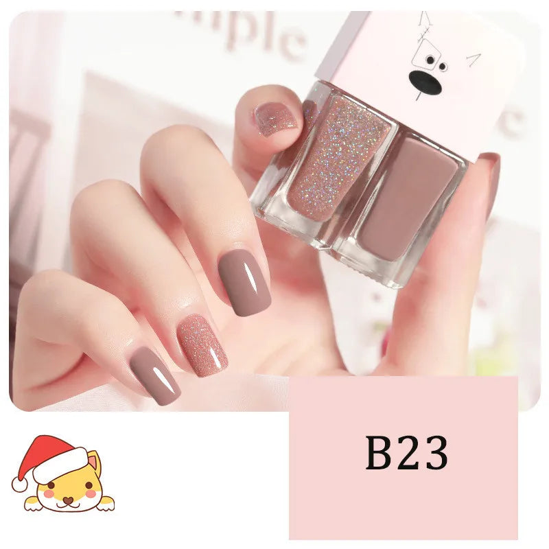 New 2 In 1 Candy Color Nail Polish Manicure Water-based Bright Scrub No Bake No Peeling Quick Dry Waterproof Lasting Nail Polish