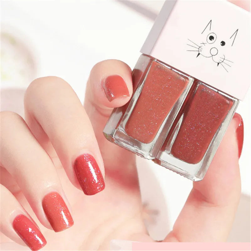 New 2 In 1 Candy Color Nail Polish Manicure Water-based Bright Scrub No Bake No Peeling Quick Dry Waterproof Lasting Nail Polish