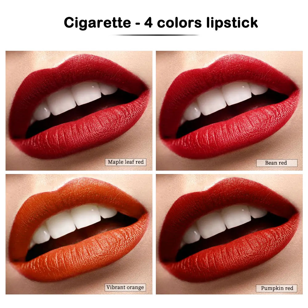 4-Lasting Stick Waterproof Lip Set - Long-Lasting Matte Lipstick with Transparent Finish - Perfect Valentine's Day Gift for Her