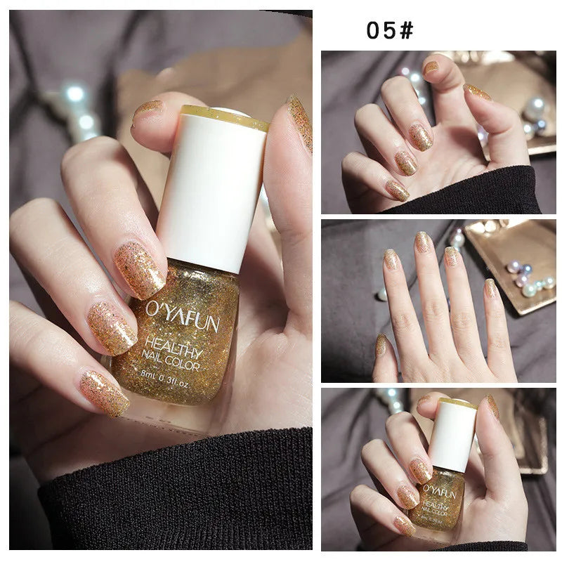 Nail Art Tearable Quick Dry Normal Without Lamp Nail Polish Glitter Sequins UV Varnish Matte Waterproof No-bake Nail Polish