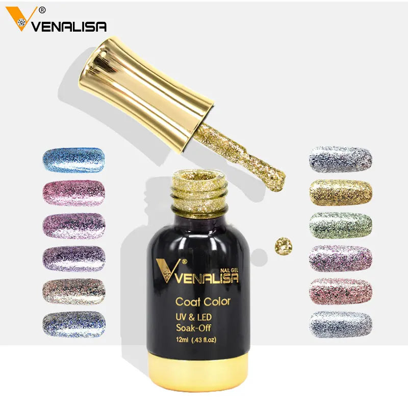 Venalisa 12ml Platinum Gel Nail Polish Super Shiny Effect Nail Gel Perfect Soak off UV&LED Nail Color Foil Chrome Gel Polish