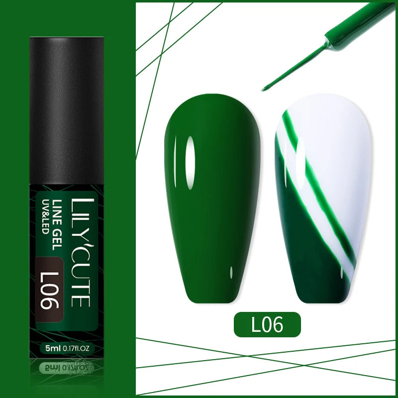 LILYCUTE 5ml Super Bright Metallic Painting Liner Gel Nail Polish UV LED Painting Gel Nail Art Drawing Stripe Pull Line UV Gel