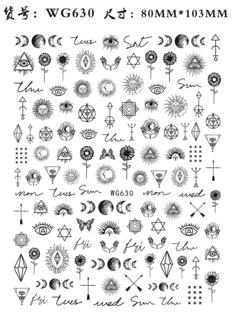 Nail Sticker Snake  Dragon Butterfly Black Multicolor Decals Nail Art Tattoo Slider Water Transfer Letter Nails Art Decoration