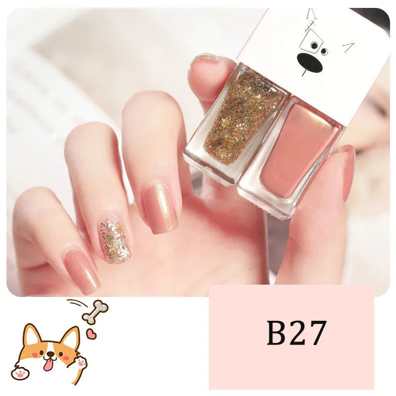 New 2 In 1 Candy Color Nail Polish Manicure Water-based Bright Scrub No Bake No Peeling Quick Dry Waterproof Lasting Nail Polish