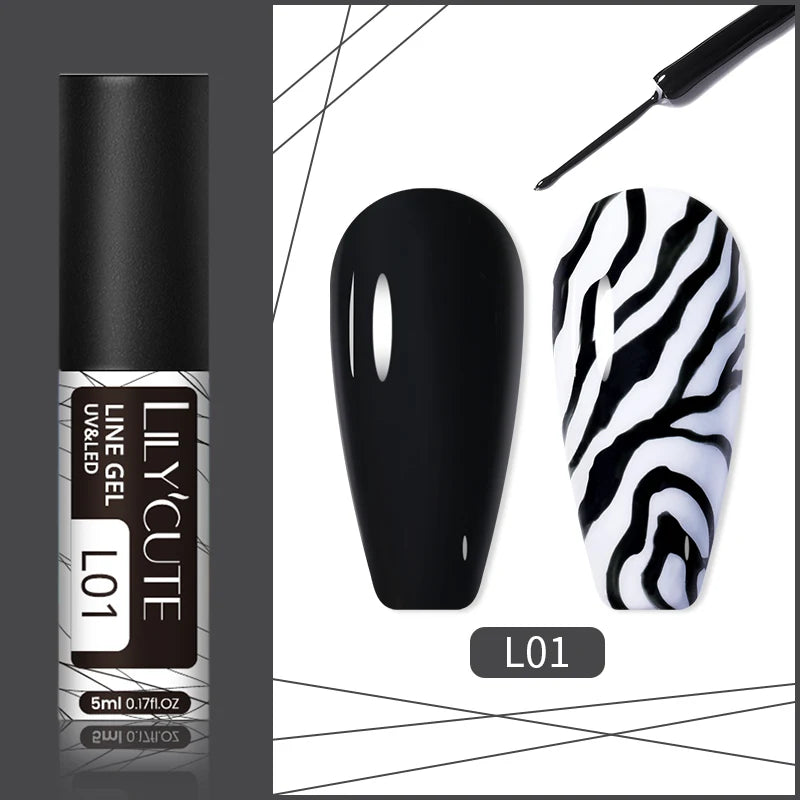 LILYCUTE 5ml Super Bright Metallic Painting Liner Gel Nail Polish UV LED Painting Gel Nail Art Drawing Stripe Pull Line UV Gel